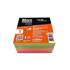 BLOCO ADESIVO CUBO COLORIDO 76MMX76MM 400F UND JOCAR OFFICE-JOCAR
