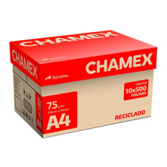 PAPEL A4 CHAMEX RECICLADO 210X297MM 500 FOHAS 75 GRAMAS