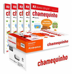 PAPEL A3 CHAMEQUINHO 297X420 50 FOLHAS 120 GRAMAS BRANCO - CHAMEX