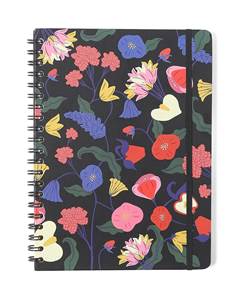 CADERNO ESPIRAL DOCE FLORADA PAUTADO 20X27,5 PRETO 1 MATÉRIA 80 FLS - CICERO