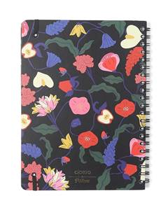 CADERNO ESPIRAL DOCE FLORADA PAUTADO 20X27,5 PRETO 1 MATÉRIA 80 FLS - CICERO