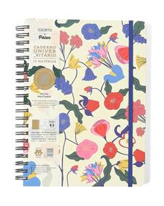CADERNO ESPIRAL DOCE FLORADA PAUTADO 20X27,5 OFF WHITE 10 MAT¿RIAS 160 FLS - CICERO