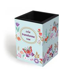 PORTA LAPIS BORBOLETAS NO JARDIM  5198- FINA IDEIA