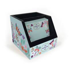 PORTA LAPIS E  LEMBRETE BORBOLETAS  NO JARDIM  5084  - FINA IDEIA