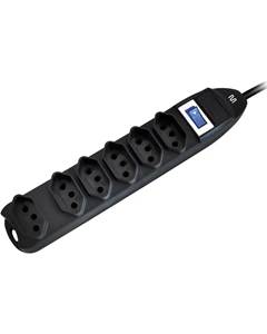 FILTRO DE LINHA 6 TOMADAS PRETO 605006 - FORCE LINE