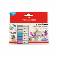 PINCEL PERMANENTE 1.0 MULTIMARK 6X1 CORES METALICAS - FABER-CASTELL