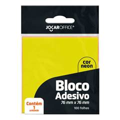 BLOCO ADESIVO POST-IT 76X76 100FLS AMARELO NEON - JOCAR