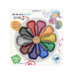 GIZ DE CERA ENCAIXA NO DEDO COLOR JOY BLISTER COM 10 CORES - LEONORA