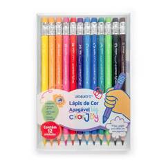 LAPIS DE COR APAGAVEL BIG COLORJOY  COM 12 CORES SEXTAVADO - LEONORA