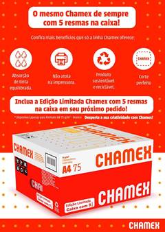 PAPEL SULFITE CHAMEX A4 500 FOLHAS 75 GRAMAS BRANCO CAIXA COM 05 RESMA - CHAMEX