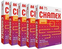 PAPEL SULFITE CHAMEX A4 500 FOLHAS 75 GRAMAS BRANCO CAIXA COM 05 RESMA - CHAMEX