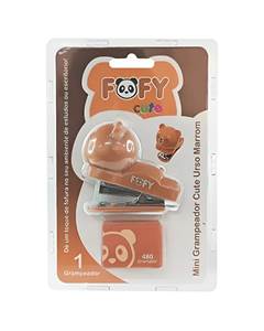 GRAMPEADOR 12 FOLHAS MINI CUTE URSO MARROM FF1500 - FOFY